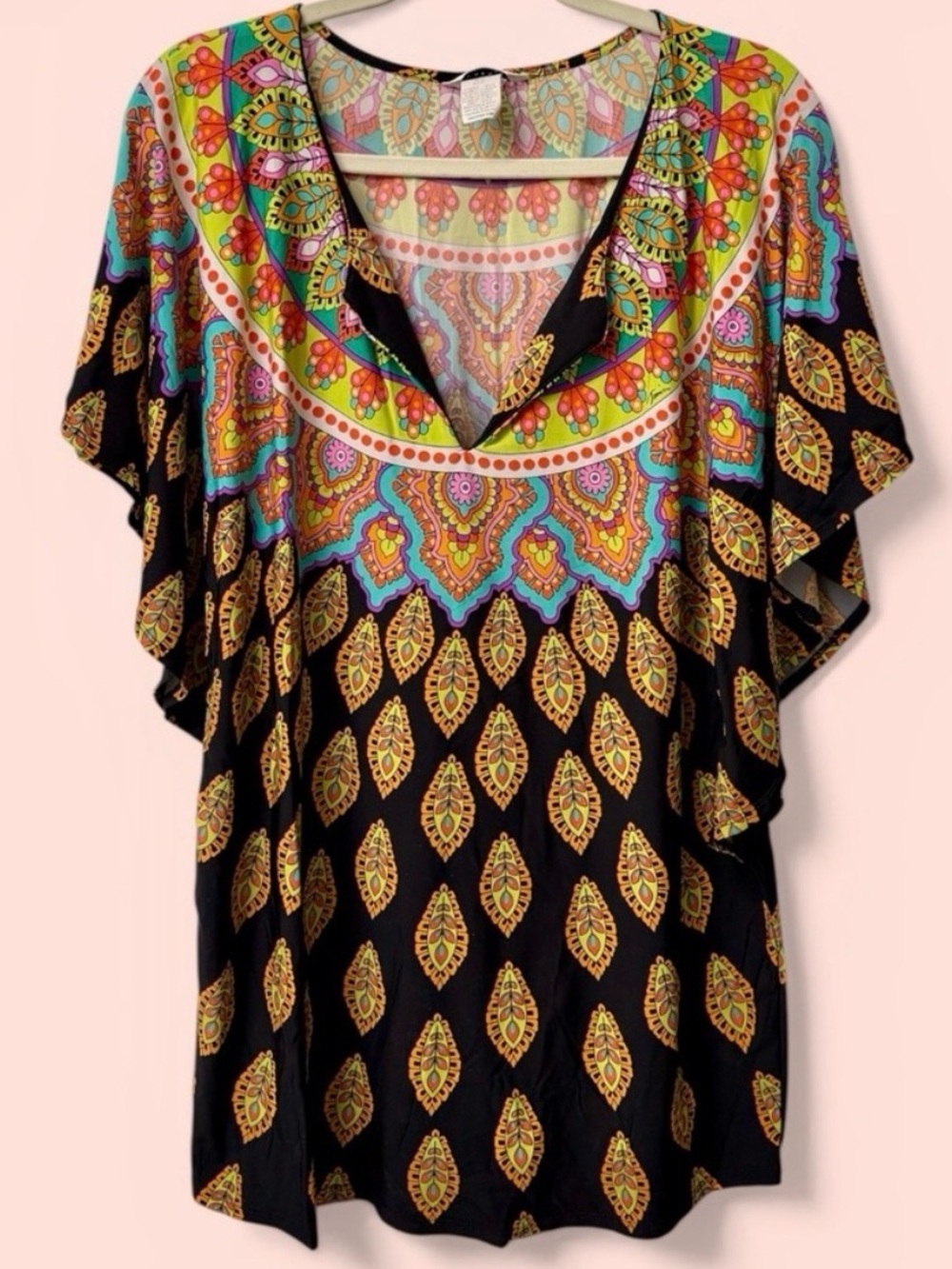 Trina Turk Moroccan Medallion Caftan Swim Cover Up L Resort Tunic - Picture 10 of 11